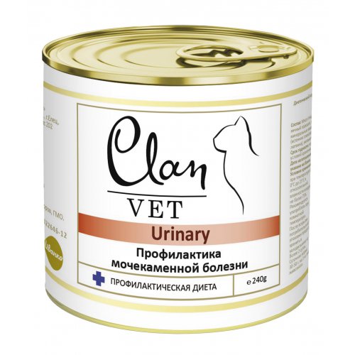 Диет консервы для кошек CLAN VET URINARY, Профилактика МКБ (240г)