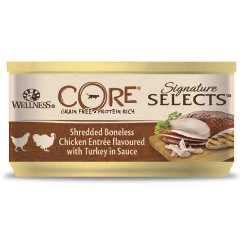 CORE SIGNATURE SELECTS консервы из курицы с индейкой (кусочки в соусе) для кошек 79 г