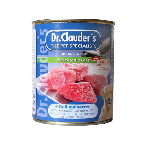 Dr.Clauder's. Консервированный корм для собак с куриным сердцем (800г).