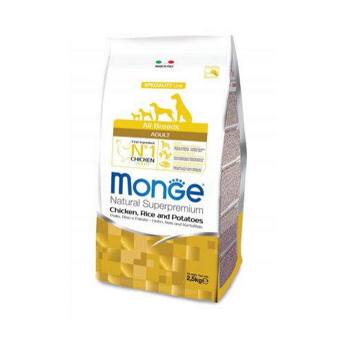 Сухие корма Monge Dog Monoprotein для собак всех пород курица с рисом и картофелем