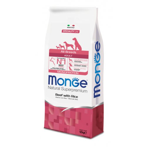 Сухие корма Monge Dog Monoprotein All Breeds Beef and Rice для собак всех пород говядина с рисом