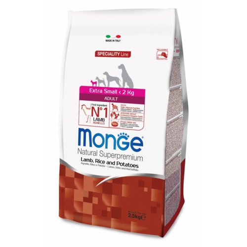 Сухие корма Monge Dog Speciality Extra Small корм для взрослых собак миниатюрных пород ягненок с рисом и картофелем
