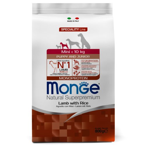 Сухие корма Monge Dog Monoprotein Mini для щенков мелких пород ягненок с рисом и картофелем