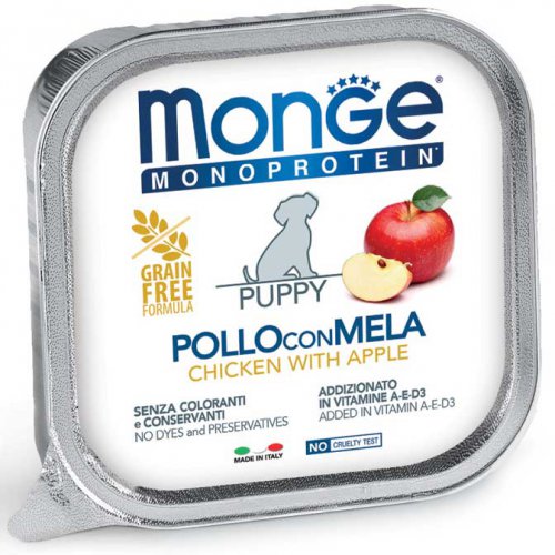 Monge Dog Monoprotein Fruits консервы для щенков паштет из курицы с яблоком