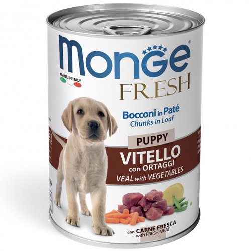 Monge Dog Fresh Chunks in Loaf консервы для щенков мясной рулет телятина с овощами