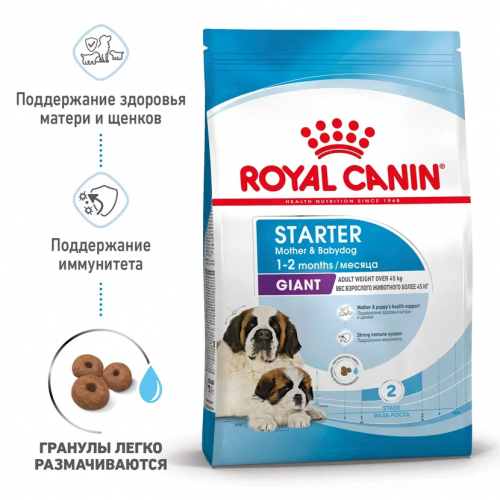 Сухой корм Royal Canin Giant Starter для щенков очень крупных размеров до 2-х месяцев, беременных и кормящих сук