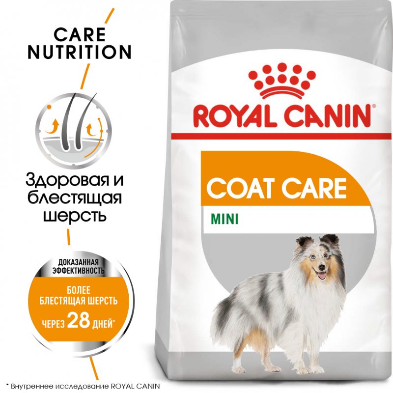 Сухой корм Royal Canin Mini Coat Care для взрослых собак мелких размеров с тусклой и сухой шерстью