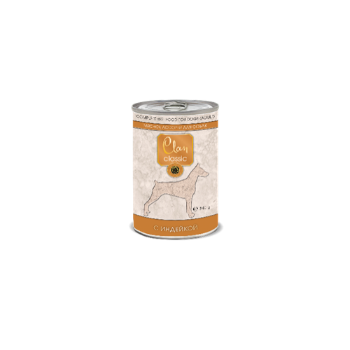 CLAN CLASSIC консервы для собак, Мясное ассорти с индейкой (340г)