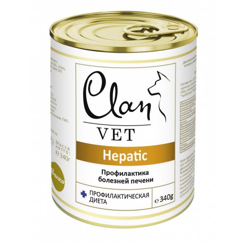 Диет консервы для собак CLAN VET HEPATIC, Профилактика болезней печени (340г)