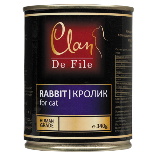 Консервы для кошек CLAN De File, Кролик(340 г)