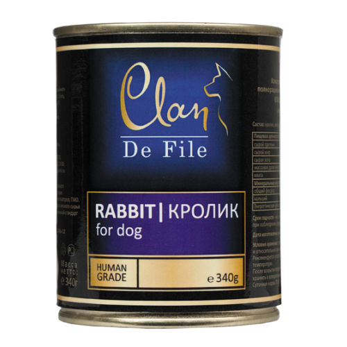 Консервы для собак CLAN De File, Кролик(340 г)