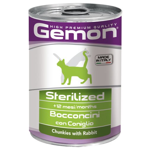Gemon Cat Sterilised консервы для стерилизованных кошек кусочки кролика 415г