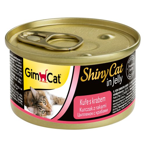 GimCat ShinyCat консервы для кошек из курицы с крабом
