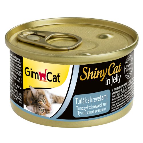 GimCat ShinyCat консервы для кошек из тунца с креветками