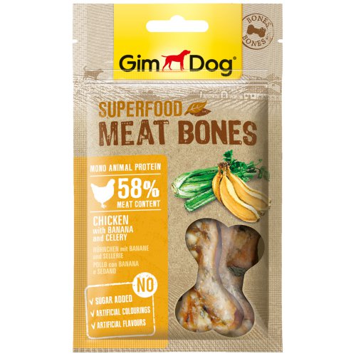 GimDog дополнительный корм (лакомство) из курицы с бананом и сельдереем для собак мясные косточки суперфуд 70 г