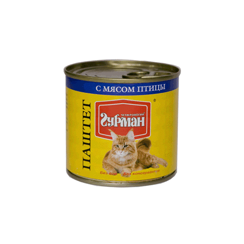 Четвероногий гурман Паштет  - консервы с мясом птицы для кошек