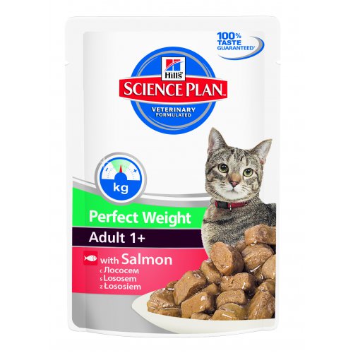 Hill's Sience Plan Adult Perfect Weight with salmon Хиллс пауч для котов и кошек с лолосем идеальный вес от 1-7 лет