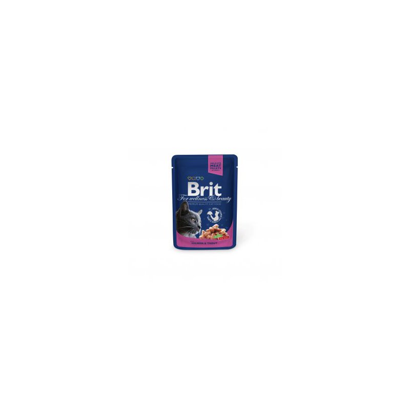 Brit Premium Пауч 85 гр лосось и форель в соусе для взрослых кошек