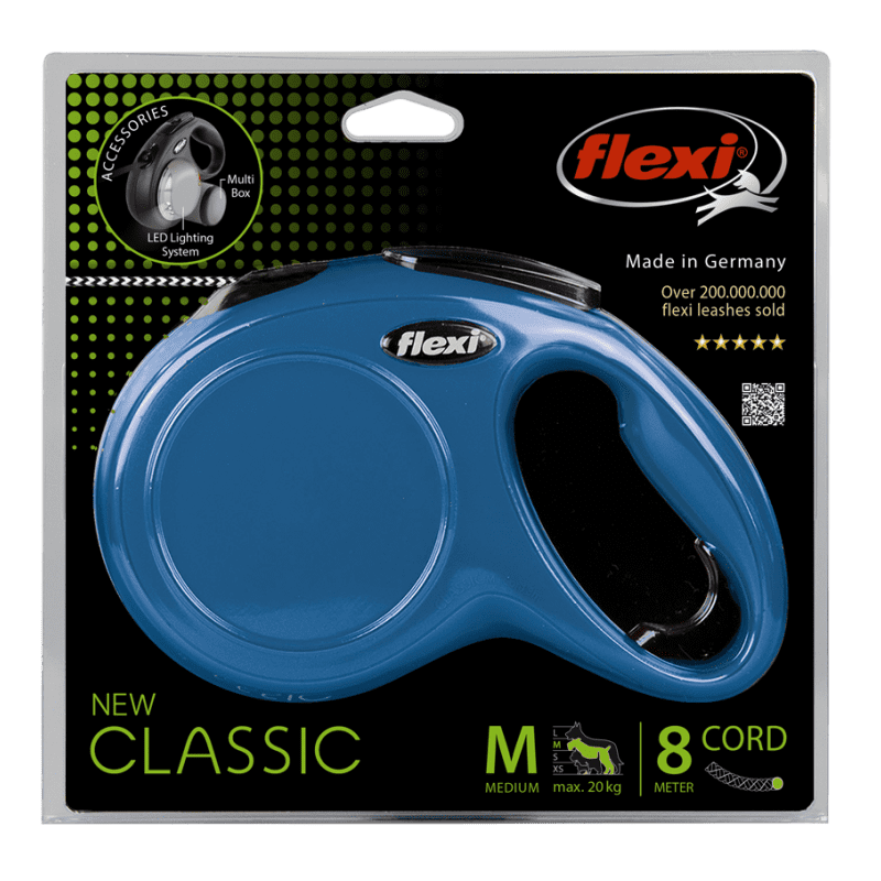 Flexi NEW CLASSIC М (до 20 кг) трос 8 m Синяя