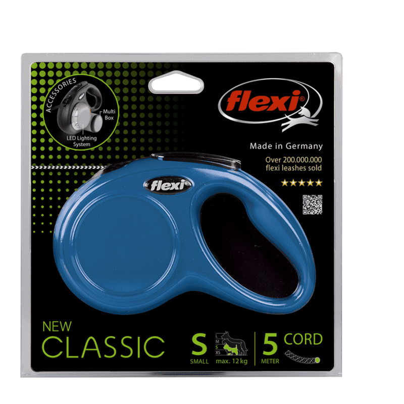 Flexi NEW CLASSIC S (до 12 кг) трос 5 m Синяя