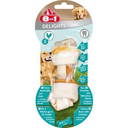 8in1 DENTAL DELIGHTS S косточка с куриным мясом для мелких и средних собак с минералами 11 см