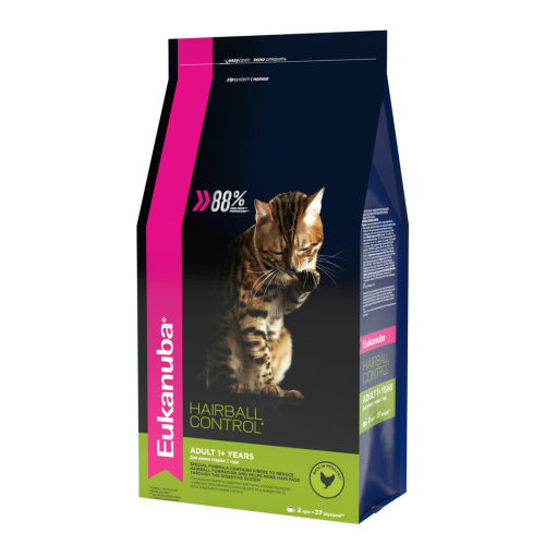 Корм для кошек Eukanuba Adult Hairball/Indoor сбалансированный сухой