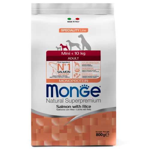 Сухие корма Monge Dog Monoprotein Mini для взрослых собак мелких пород лосось с рисом