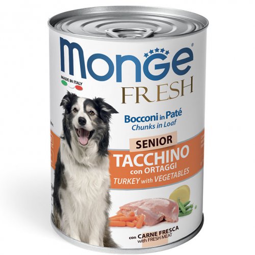 Monge Dog Fresh Chunks in Loaf консервы для пожилых собак мясной рулет индейка с овощами 