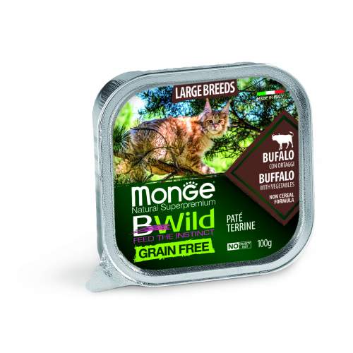 Monge Cat BWild GRAIN FREE беззерновые консервы из буйвола с овощами для кошек крупных пород