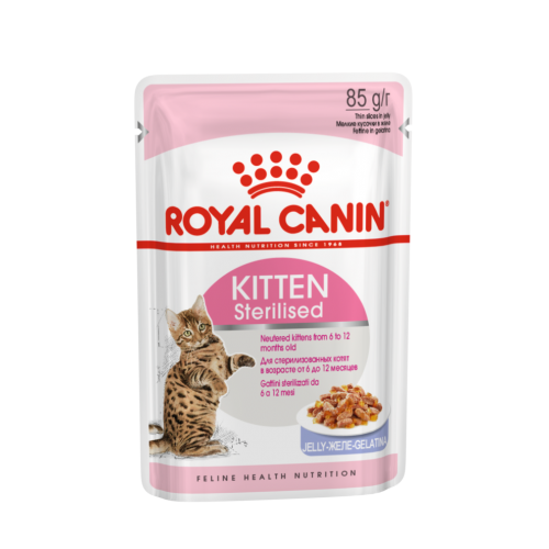 Упаковка Royal Canin Kitten Sterilised Корм консервированный для стерилизованных котят до 12 месяцев, желе (12шт)
