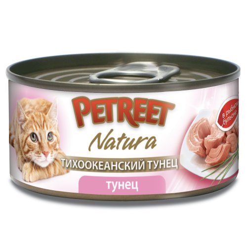 Petreet консервы для кошек кусочки тихоокеанского тунца в рыбном бульоне 70 г