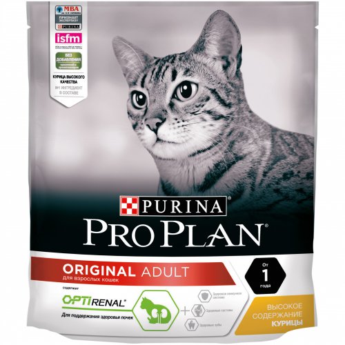 Сухой корм для взрослых кошек от 1 года Purina Pro Plan ORIGINAL с курицей