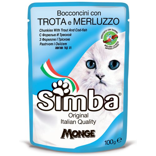 Simba Cat Pouch паучи для кошек форель с треской 100г